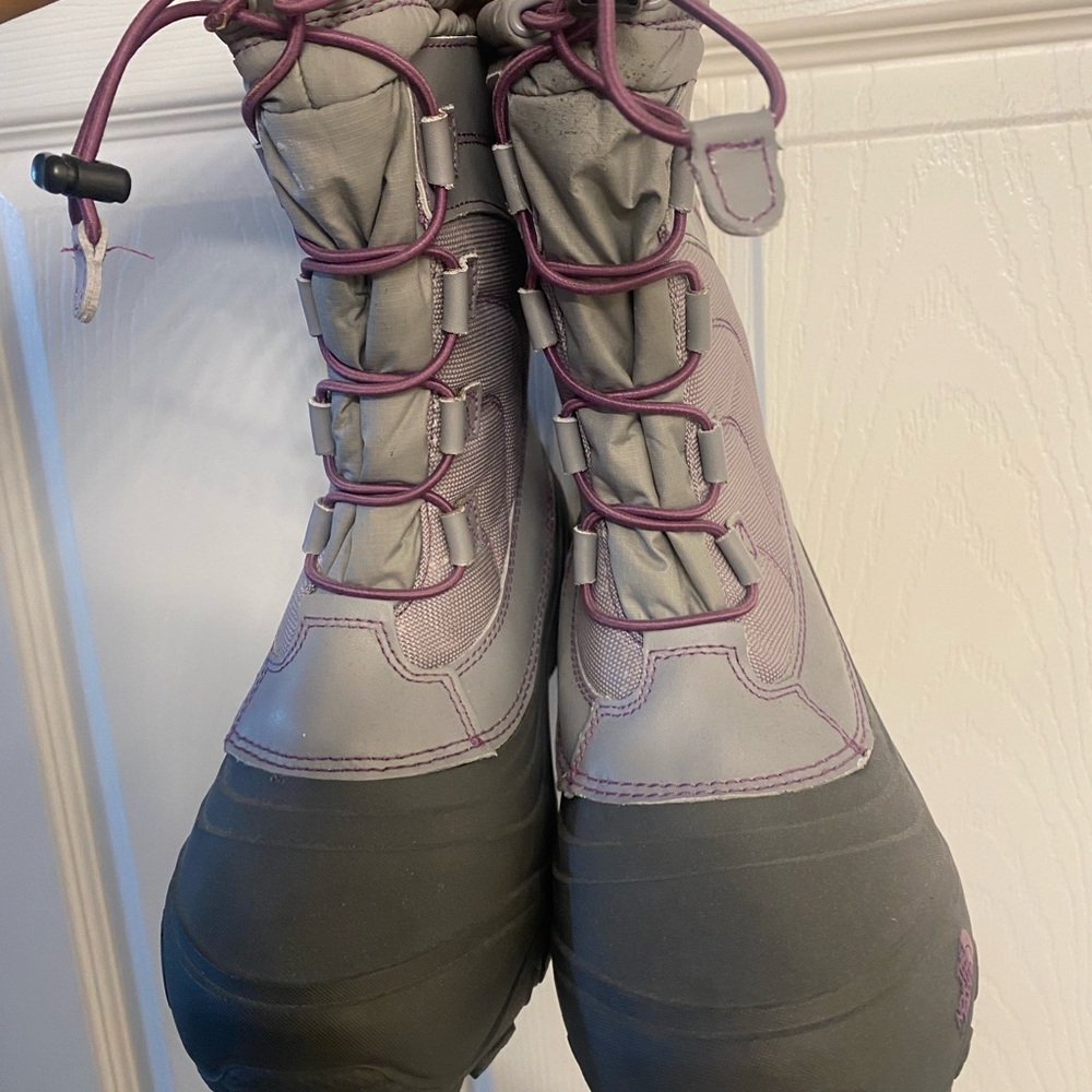 The North Face Gray and Purple Winter Boots